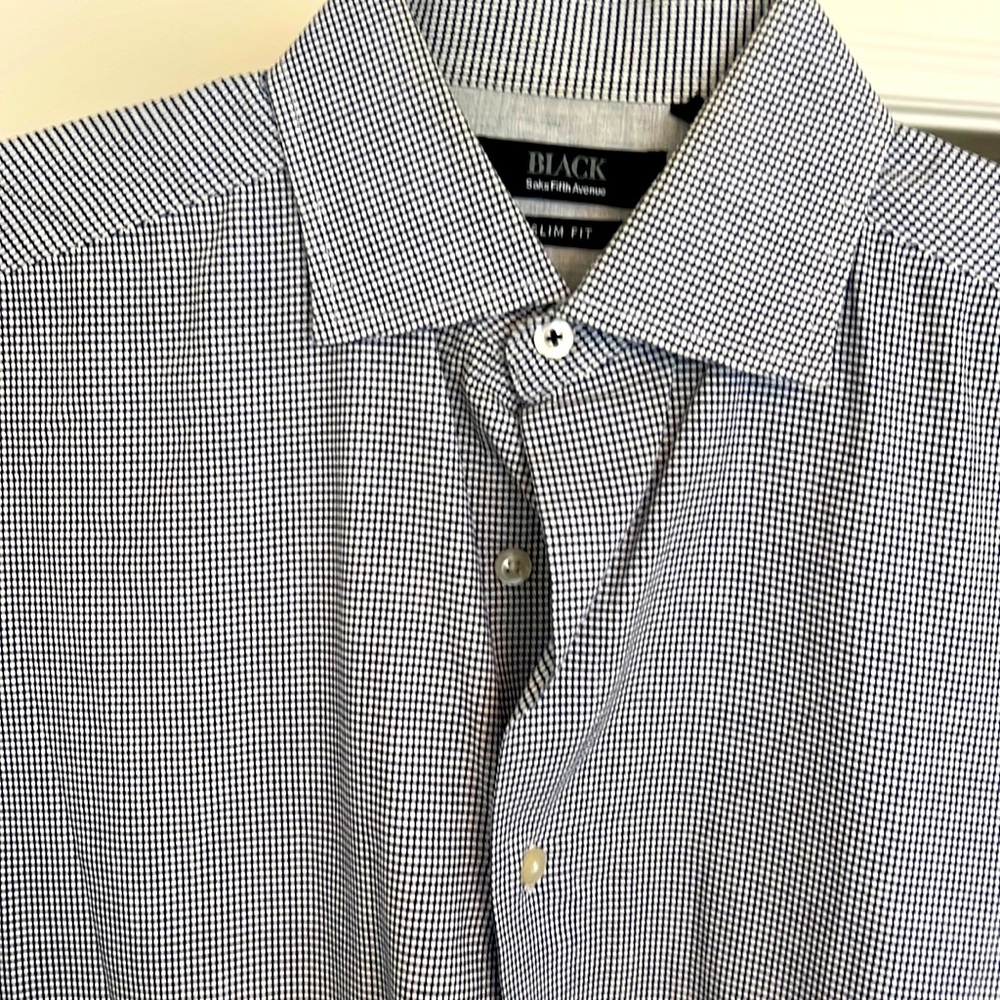 Saks fifth avenue Black slim fit mens dress shirt